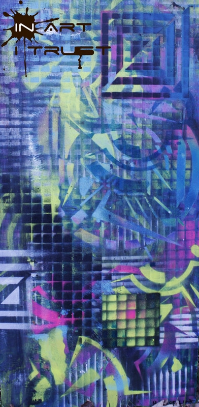 cube face 
 spray-paint, ink and acrylic on canvas by Matthew Blake Hutfloetz  
#streetart #grafiti #abstract art 
